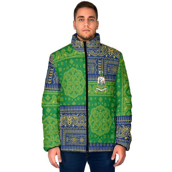 Saint Vincent And The Grenadines Men Padded Jacket Flag And Paisley Basic Style 1