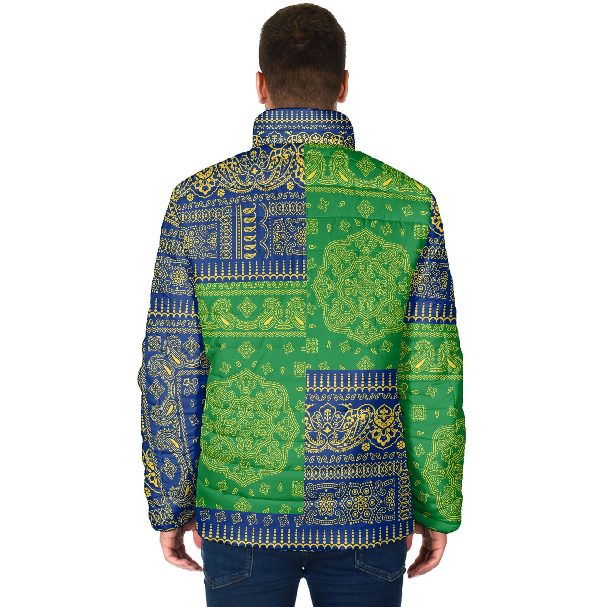 Saint Vincent And The Grenadines Men Padded Jacket Flag And Paisley Basic Style 2