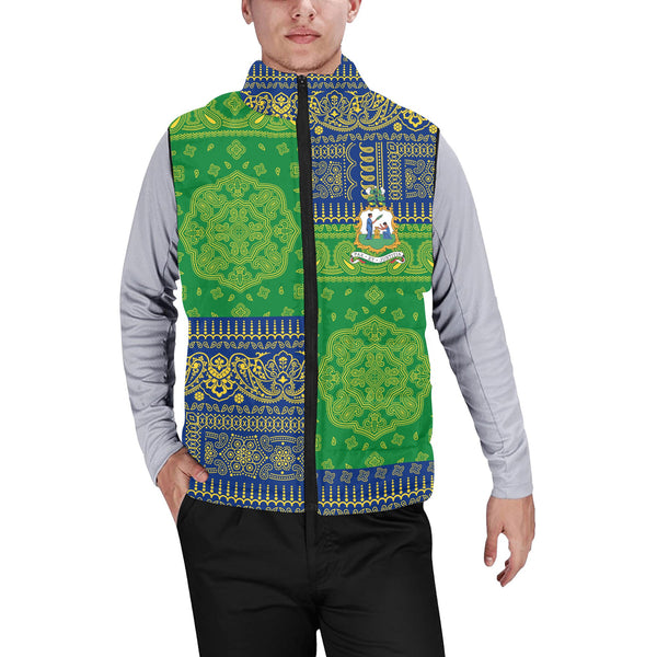 Saint Vincent And The Grenadines Men Padded Jacket Vest Flag And Paisley Basic Style 1