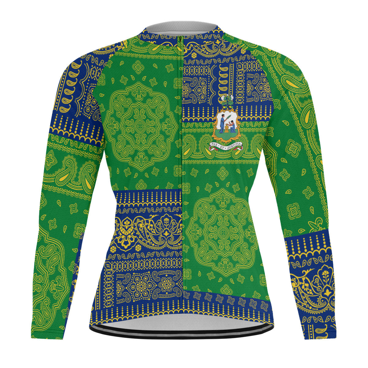 Saint Vincent And The Grenadines Raglan Men Cycling Jersey Long Sleeve Flag And Paisley Basic Style 1