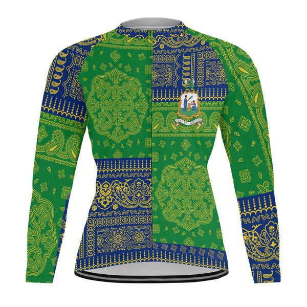 Saint Vincent And The Grenadines Raglan Men Cycling Jersey Long Sleeve Flag And Paisley Basic Style 1