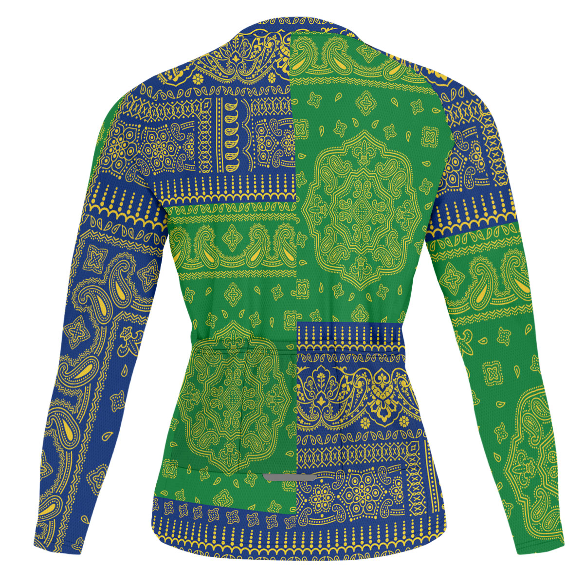 Saint Vincent And The Grenadines Raglan Men Cycling Jersey Long Sleeve Flag And Paisley Basic Style 3