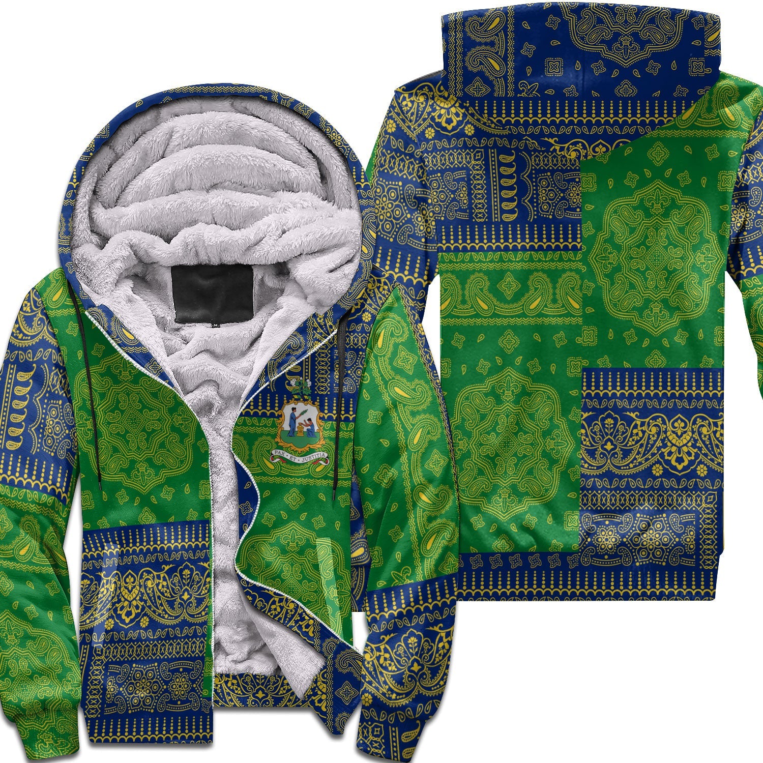 Saint Vincent And The Grenadines Sherpa Hoodie Flag And Paisley Basic Style 1