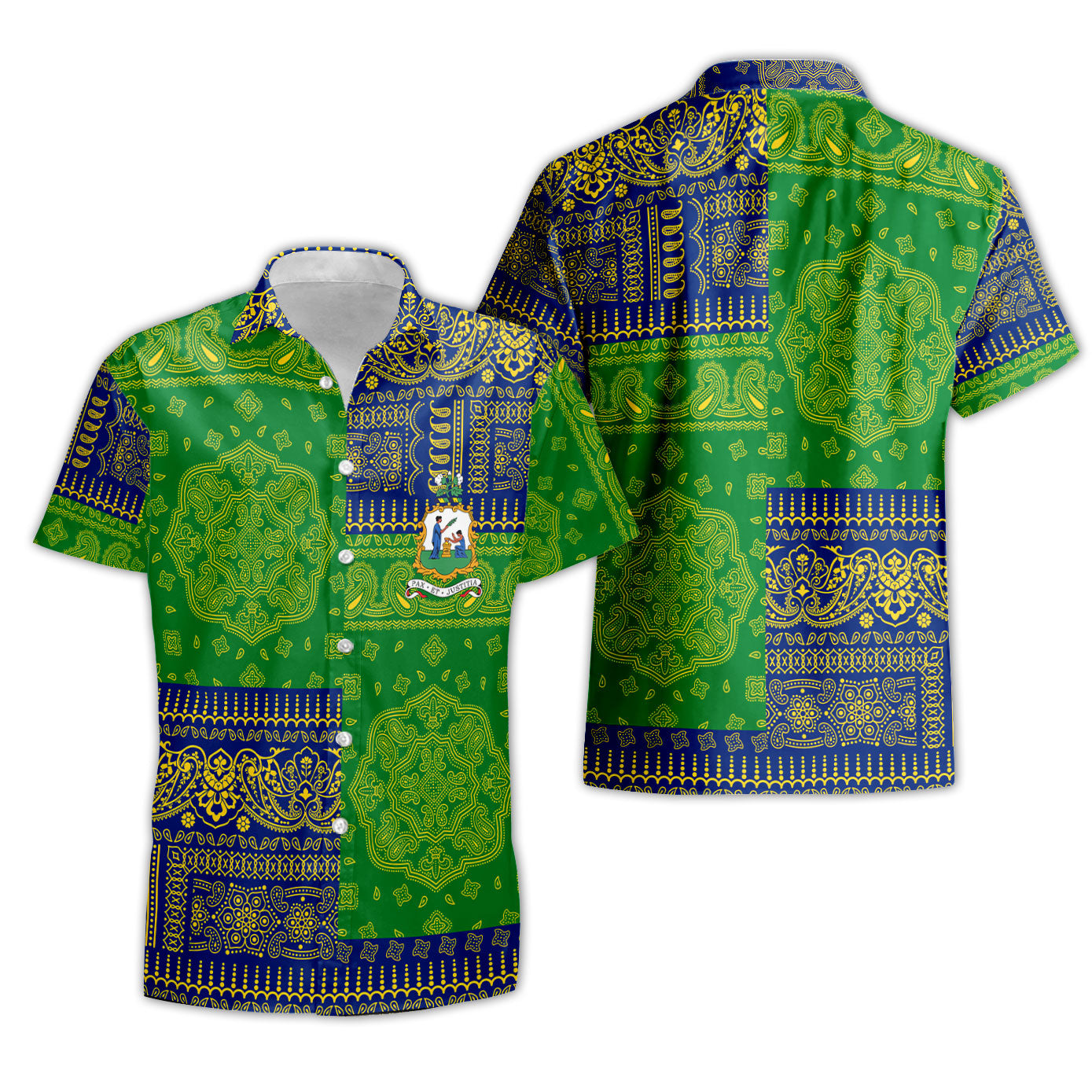 Saint Vincent And The Grenadines Short Sleeve Shirt Flag And Paisley Basic Style 1