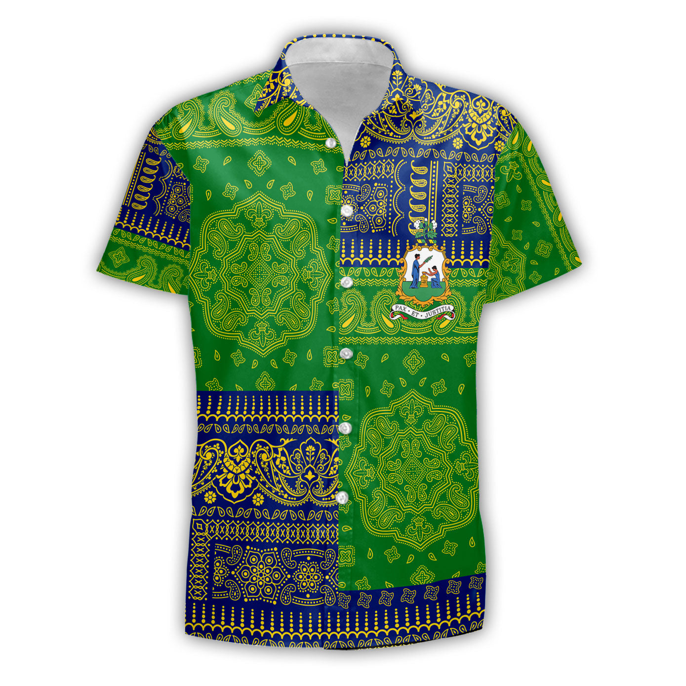 Saint Vincent And The Grenadines Short Sleeve Shirt Flag And Paisley Basic Style 2