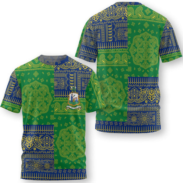 Saint Vincent And The Grenadines T Shirt Flag And Paisley Basic Style 1