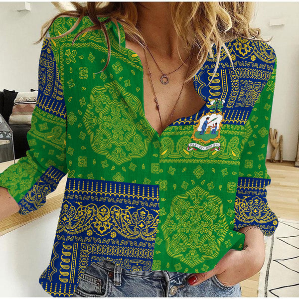 Saint Vincent And The Grenadines Women Casual Shirt Flag And Paisley Basic Style 1