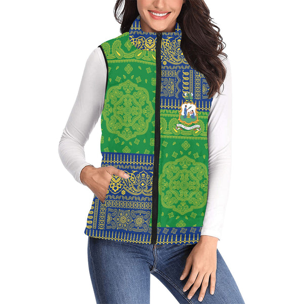 Saint Vincent And The Grenadines Women Padded Jacket Vest Flag And Paisley Basic Style 1