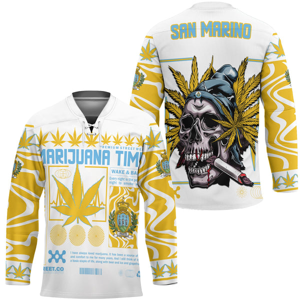 San Marino Hockey Jersey Flag & Coat Of Arms Marijuanas Style