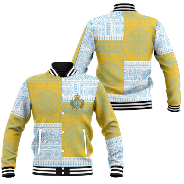 San Marino Baseball Jacket Flag And Paisley Basic Style 1