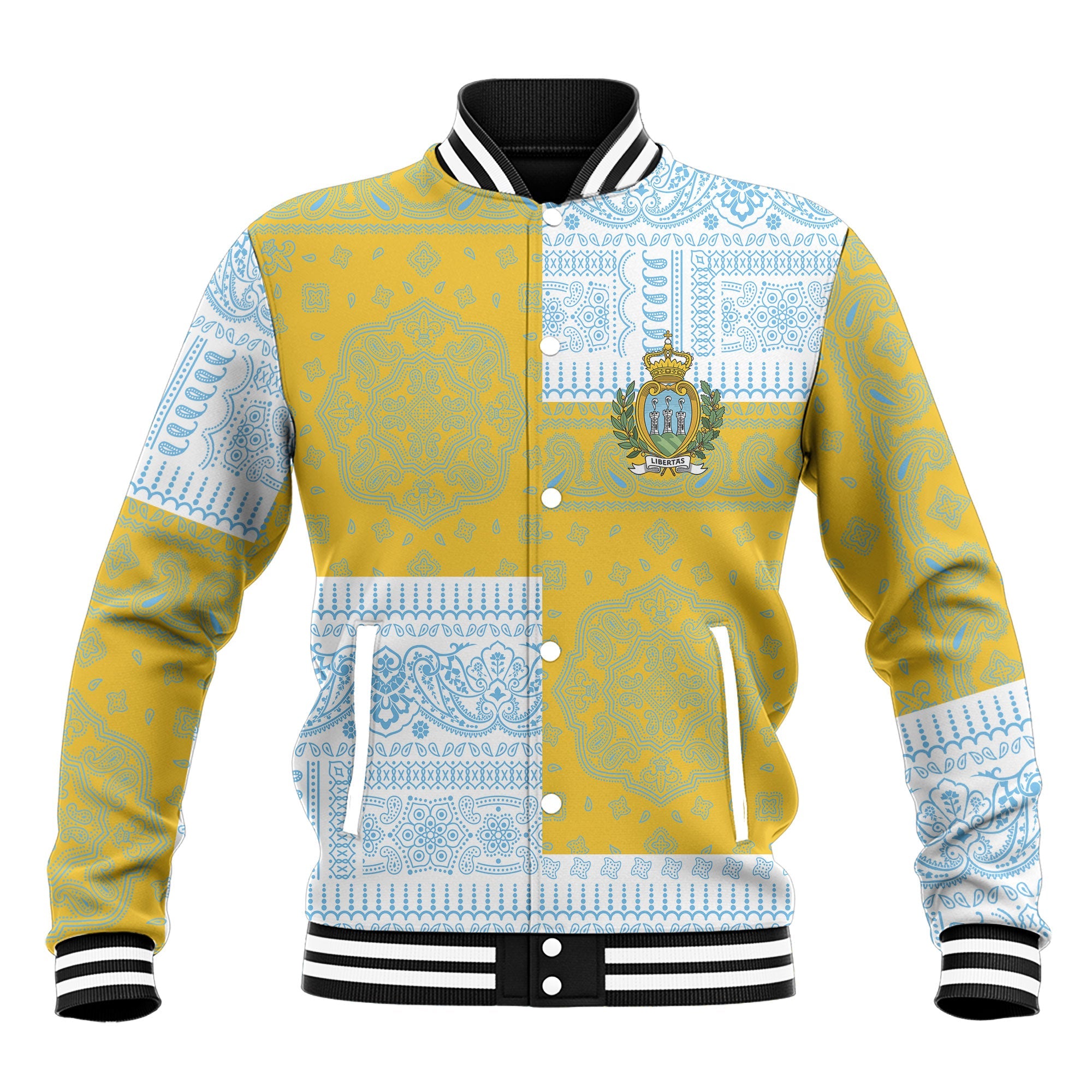 San Marino Baseball Jacket Flag And Paisley Basic Style 2