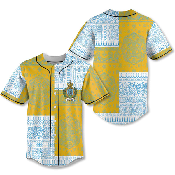 San Marino Baseball Jersey Flag And Paisley Basic Style 1