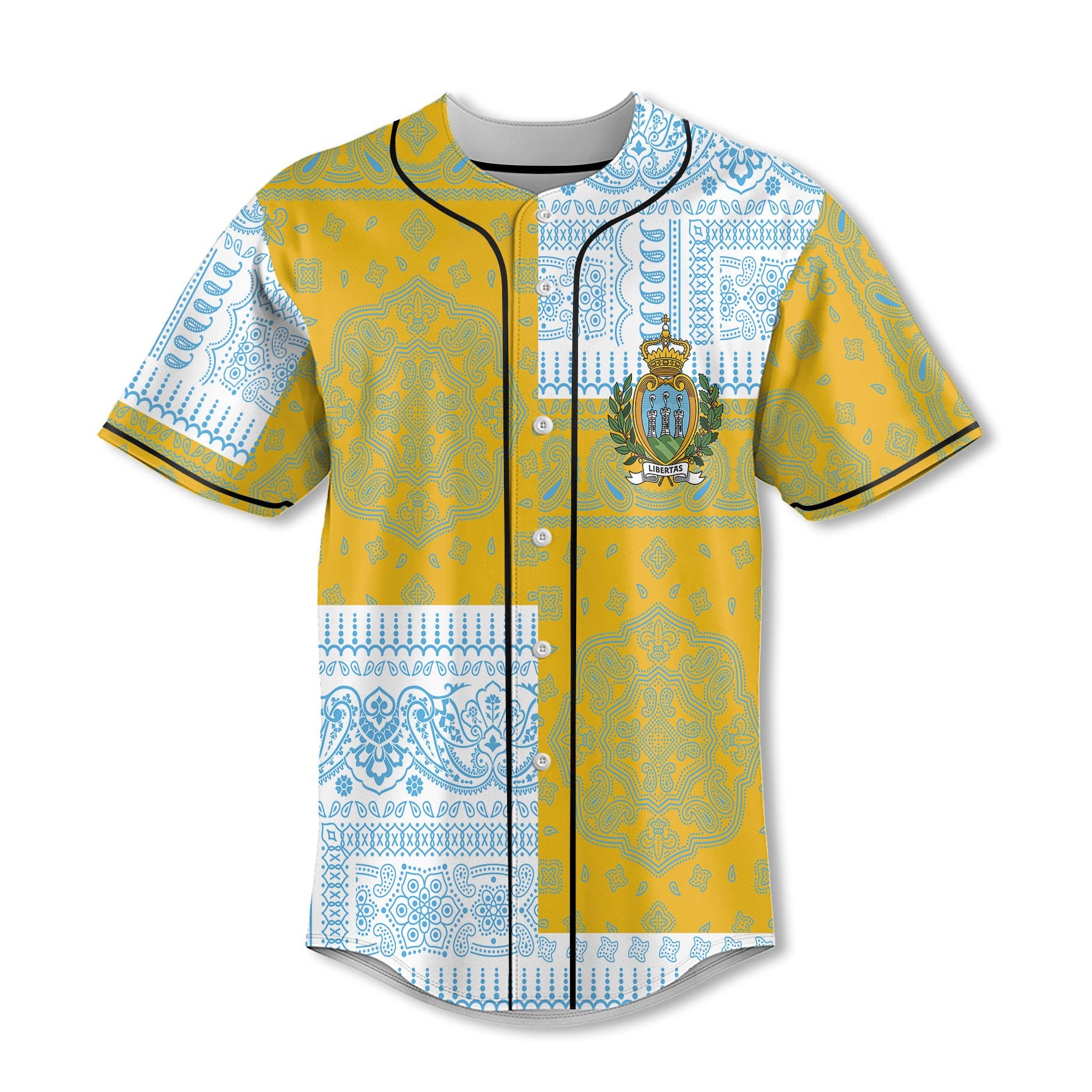 San Marino Baseball Jersey Flag And Paisley Basic Style 2