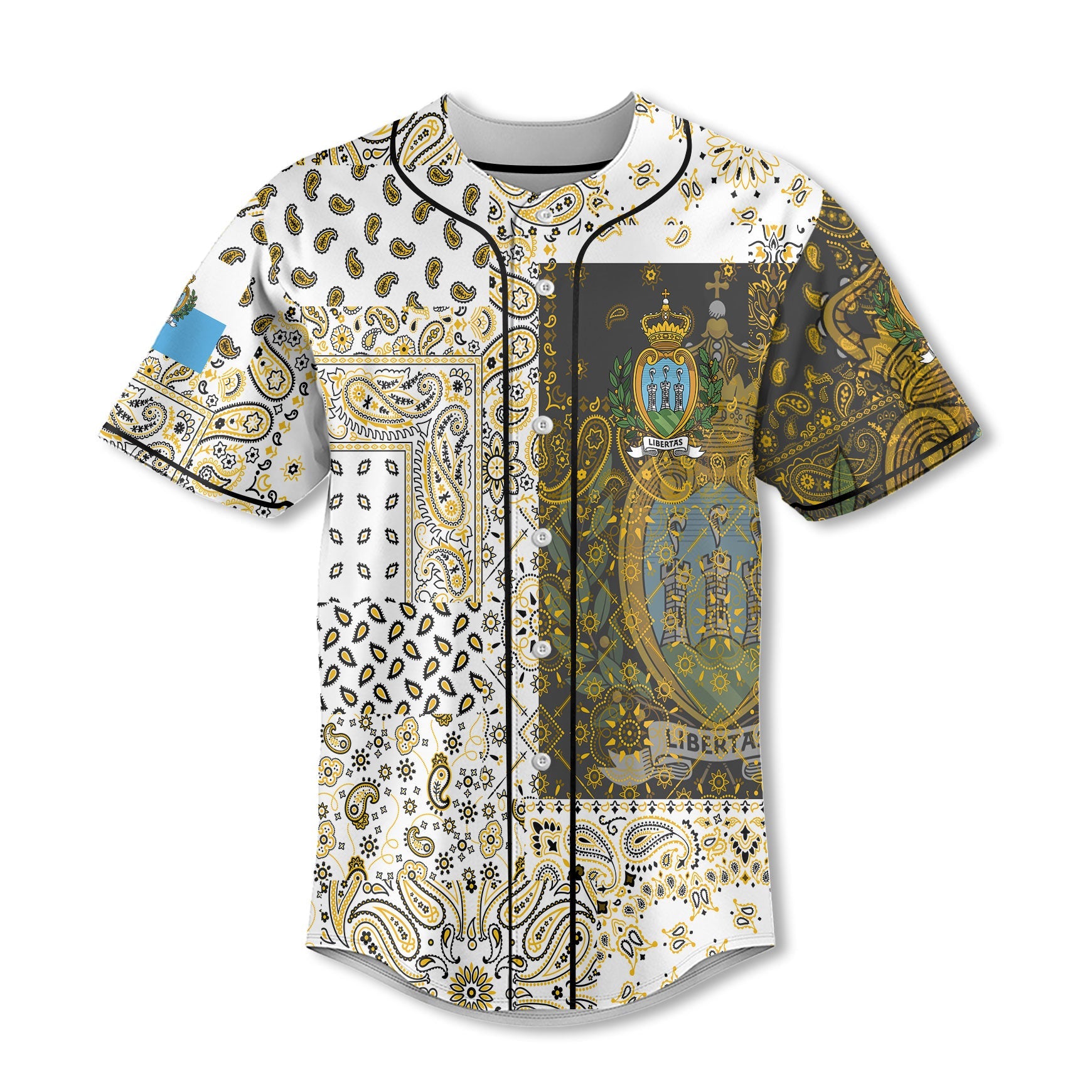 San Marino Baseball Jersey Paisley Flag And Skull Style 2