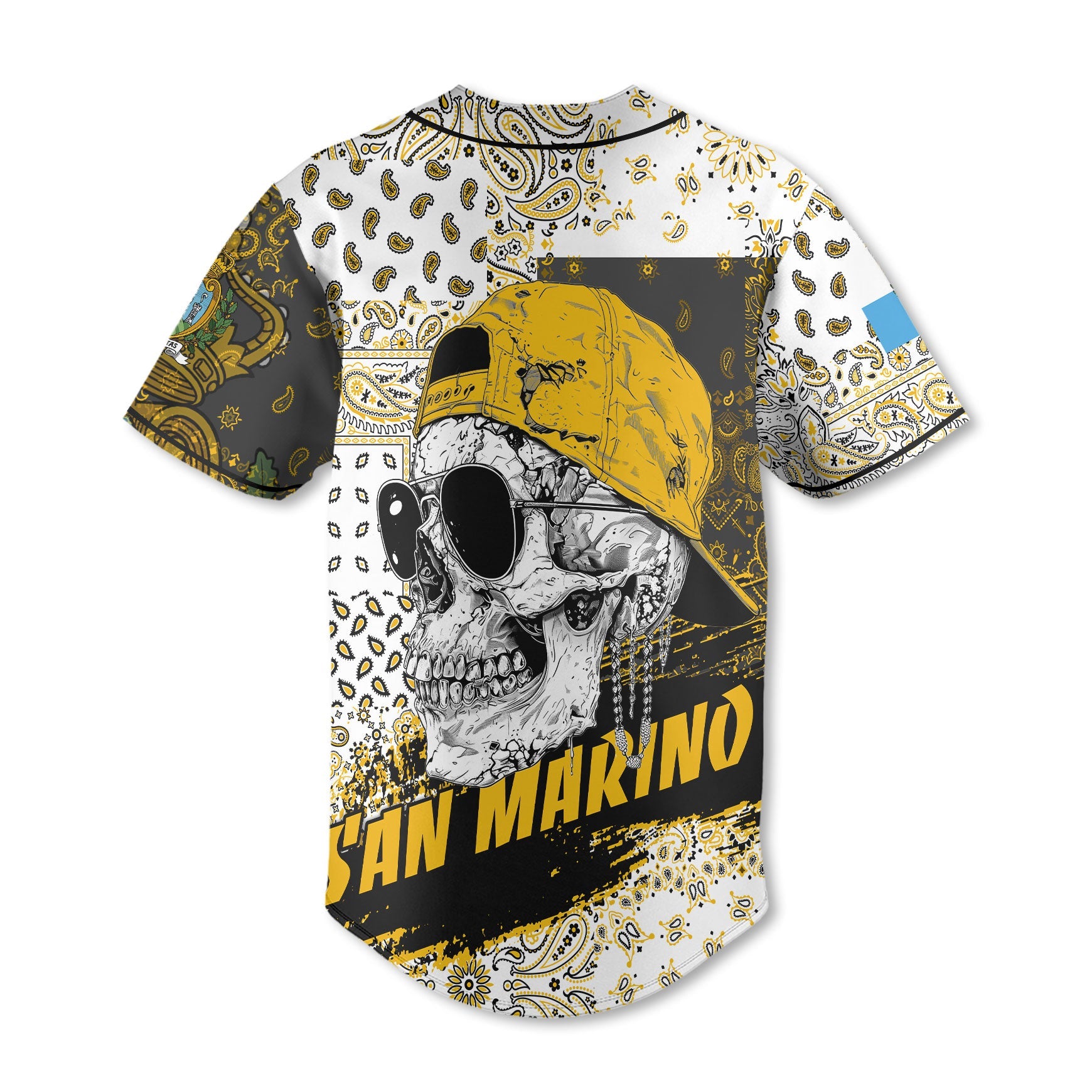 San Marino Baseball Jersey Paisley Flag And Skull Style 3