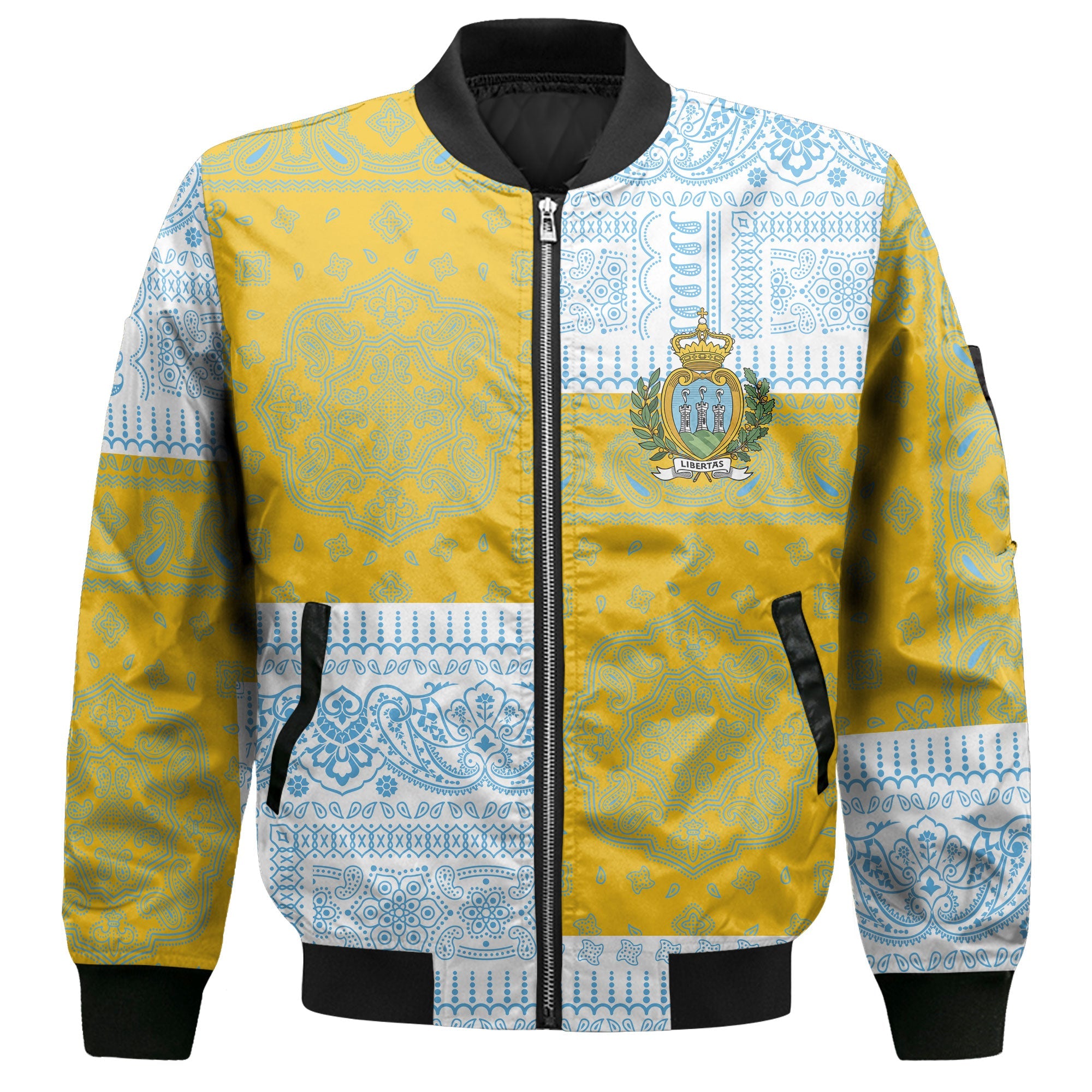 San Marino Bomber Jacket Flag And Paisley Basic Style 2