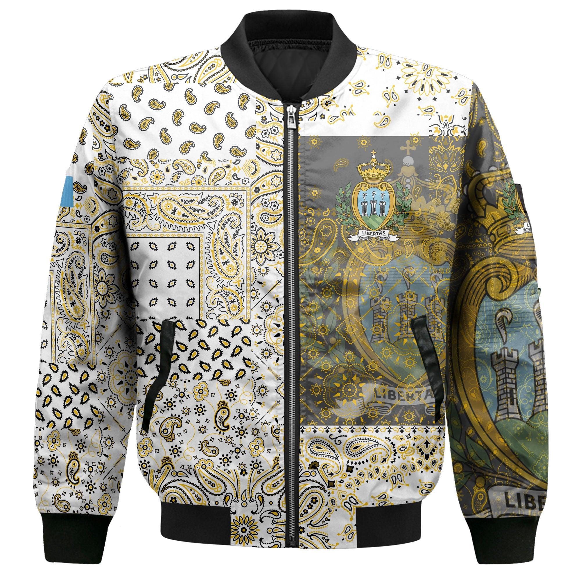 San Marino Bomber Jacket Paisley Flag And Skull Style 2