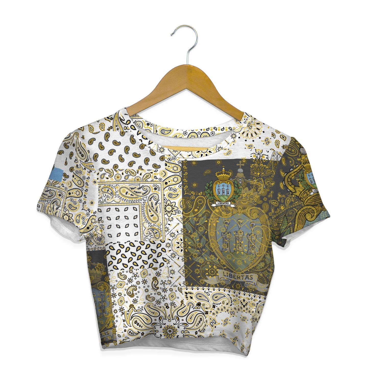 San Marino Croptop T Shirt Paisley Flag And Skull Style 1