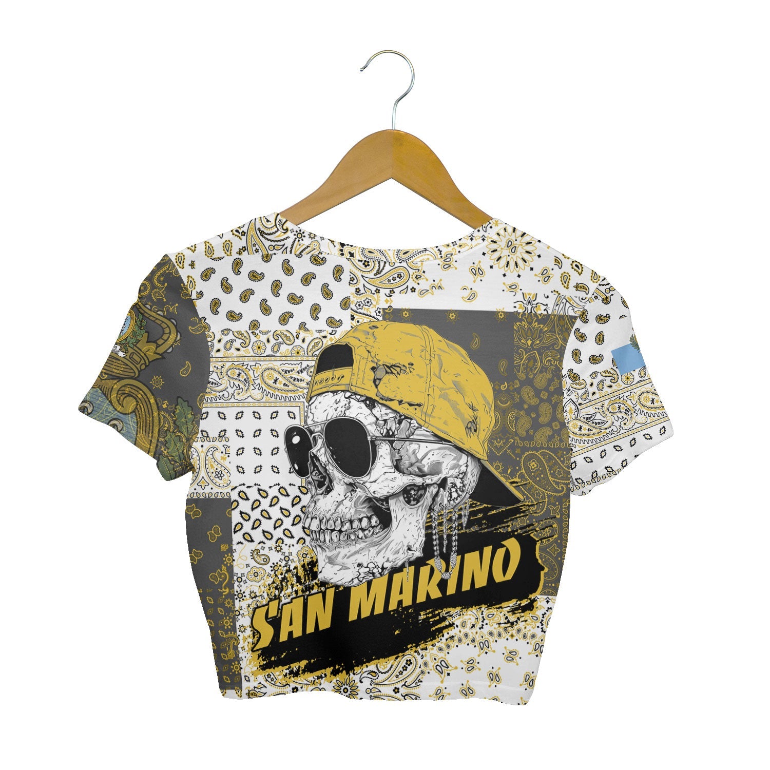 San Marino Croptop T Shirt Paisley Flag And Skull Style 4