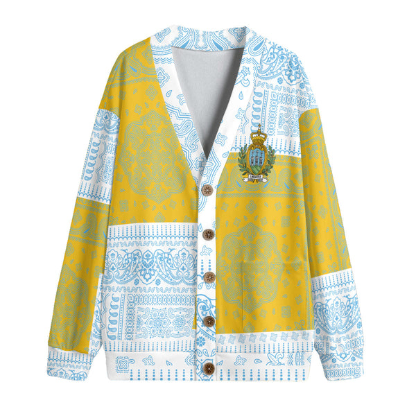 San Marino Fleece Cardigan Flag And Paisley Basic Style 1