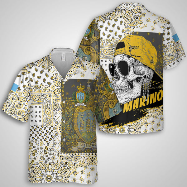 San Marino Hawaiian Shirt Paisley Flag And Skull Style 1