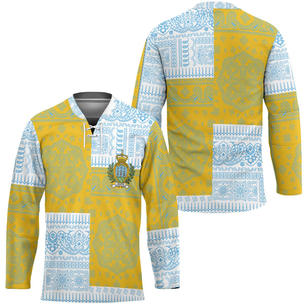 San Marino Hockey Jersey Flag And Paisley Basic Style 1