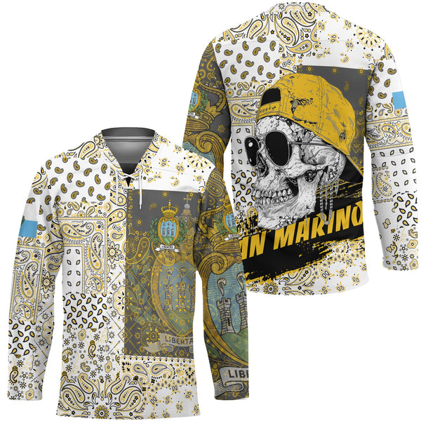 San Marino Hockey Jersey Paisley Flag And Skull Style 1