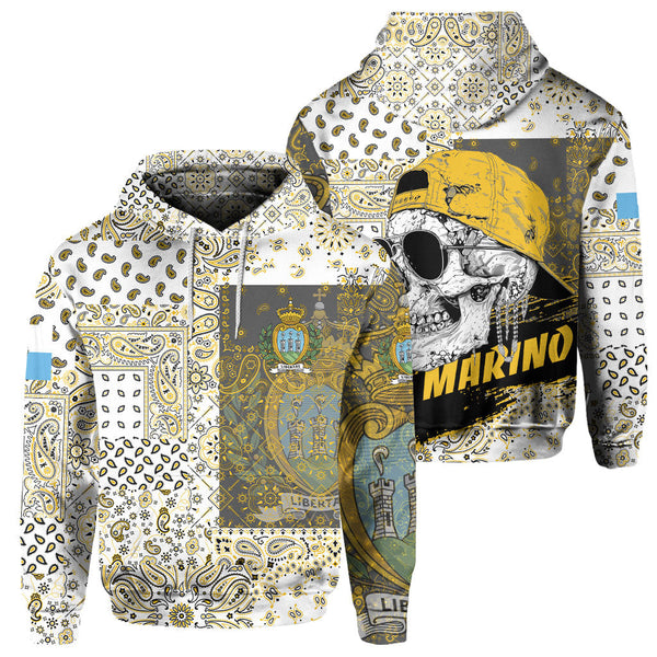 San Marino Hoodie Paisley Flag And Skull Style 1