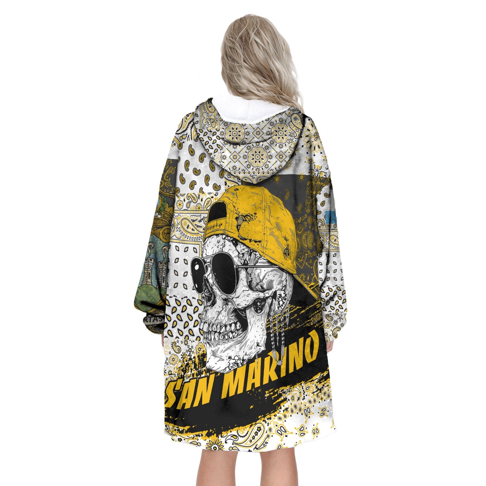 San Marino Hoodie Blanket Paisley Flag And Skull Style 3