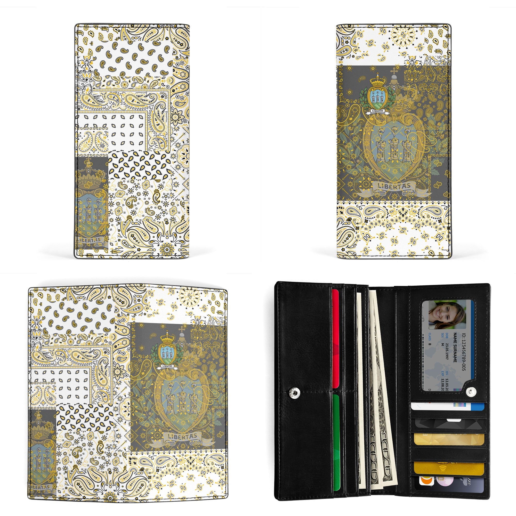 San Marino Leather Wallet Paisley Flag And Skull Style 3