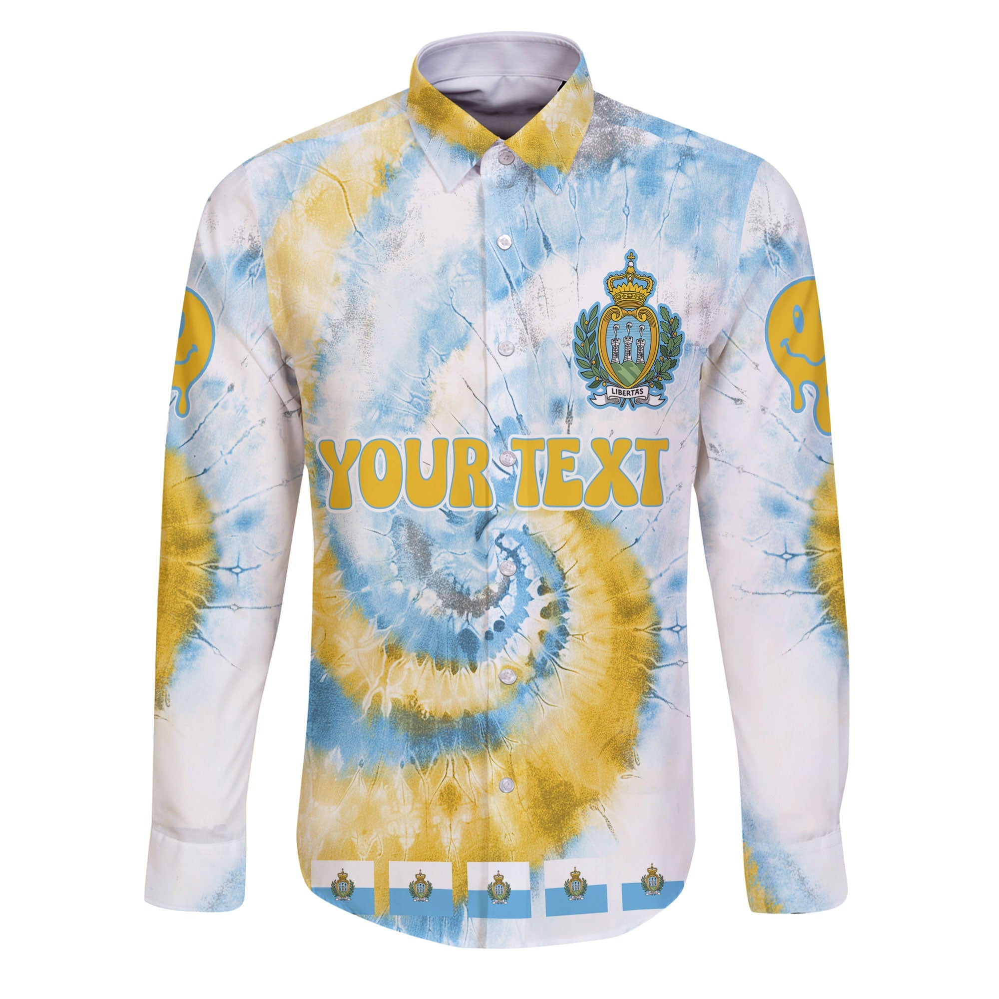 San Marino Long Sleeve Button Shirt Custom Tie Dye Style 1