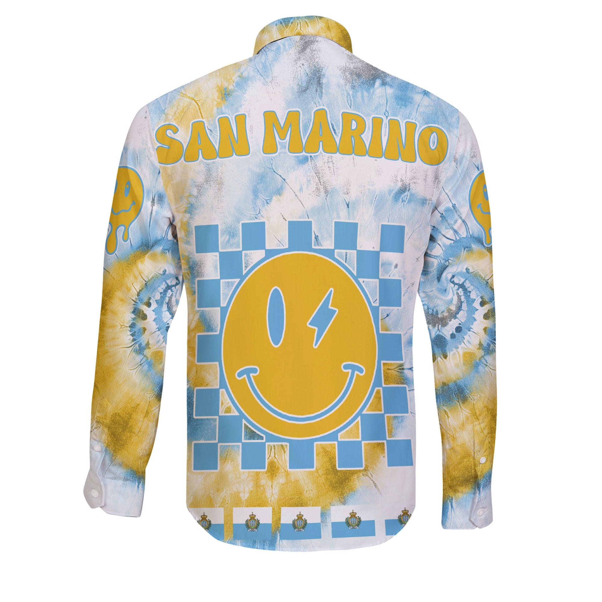 San Marino Long Sleeve Button Shirt Custom Tie Dye Style 2