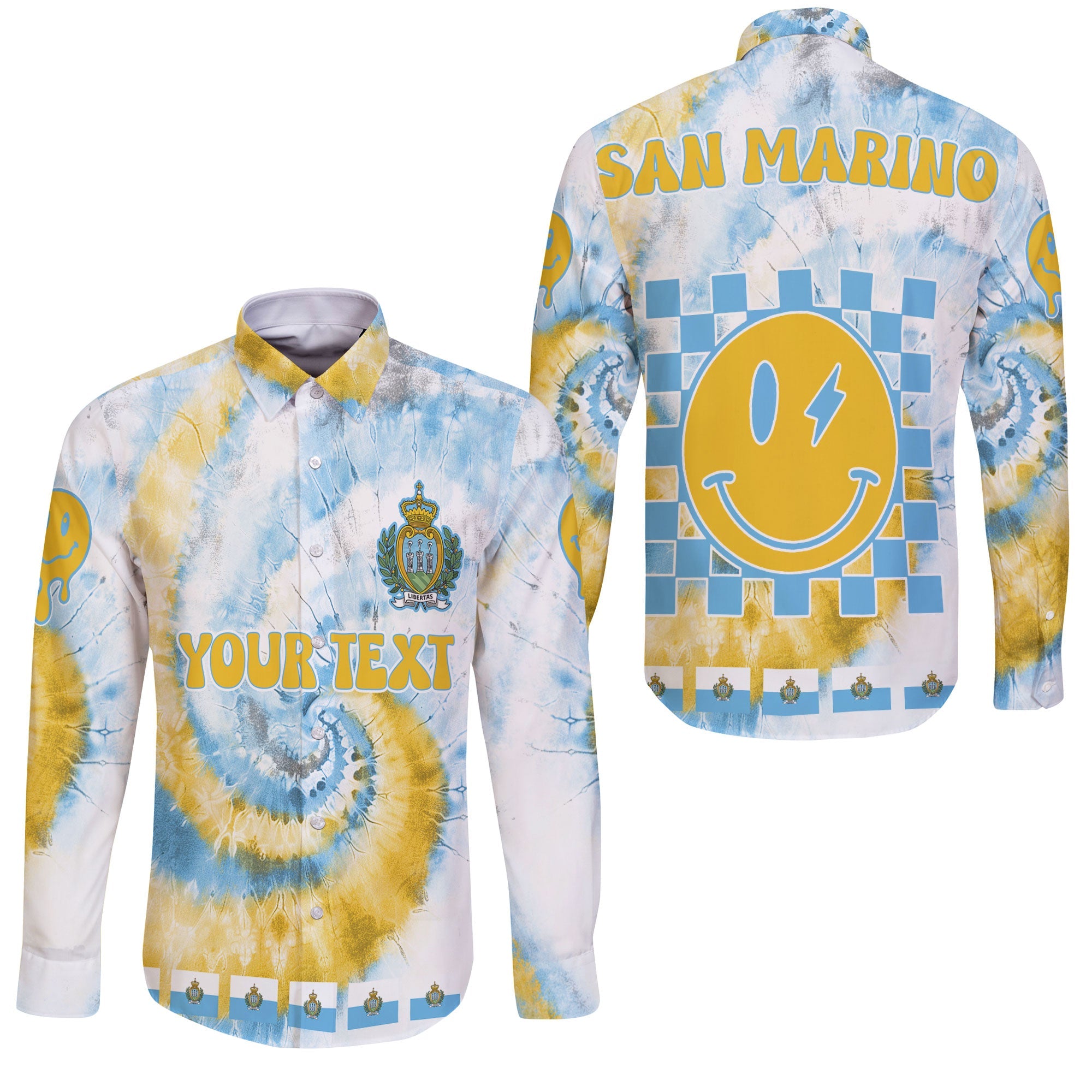 San Marino Long Sleeve Button Shirt Custom Tie Dye Style 3