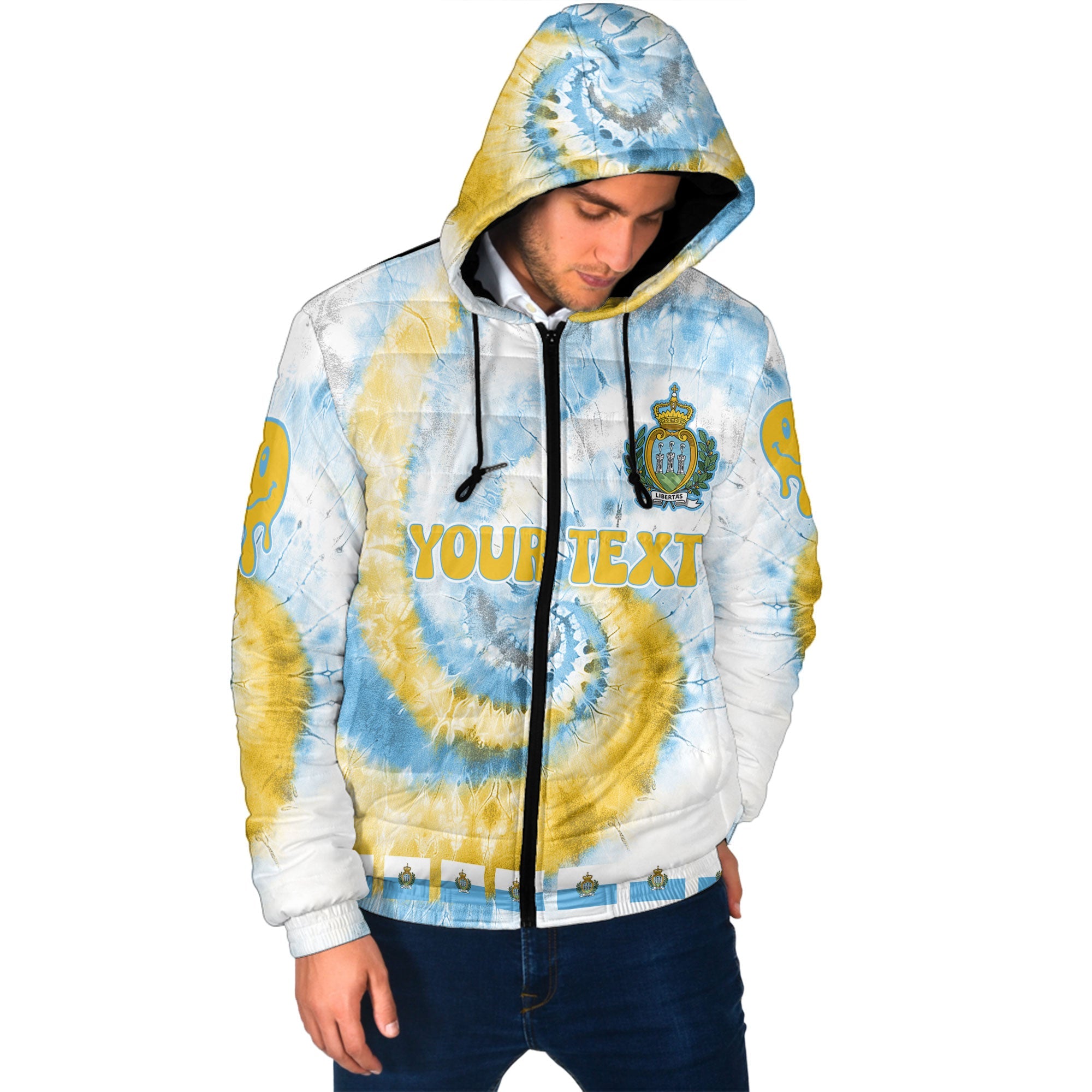 San Marino Men Hooded Padded Jacket Custom Tie Dye Style 2