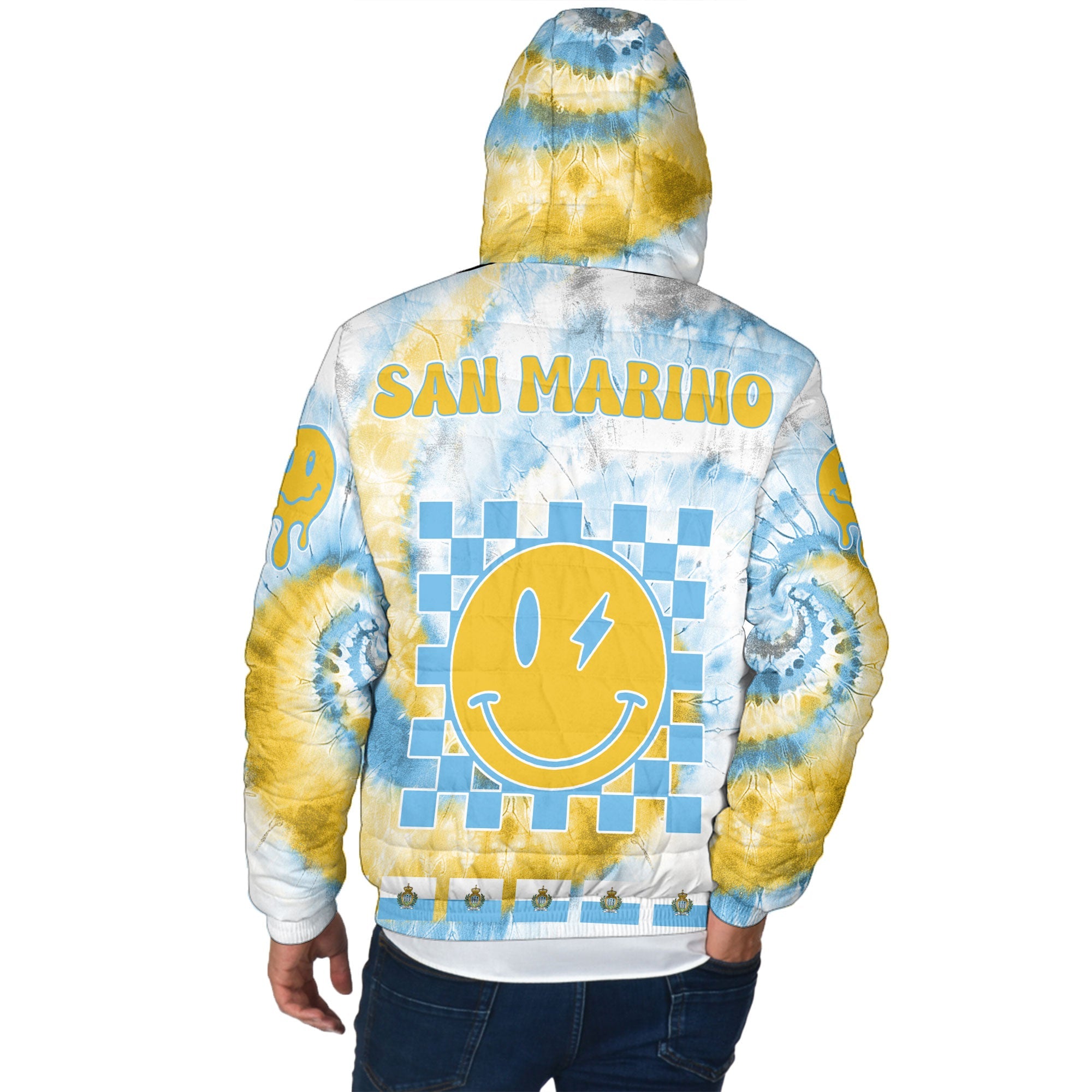 San Marino Men Hooded Padded Jacket Custom Tie Dye Style 3