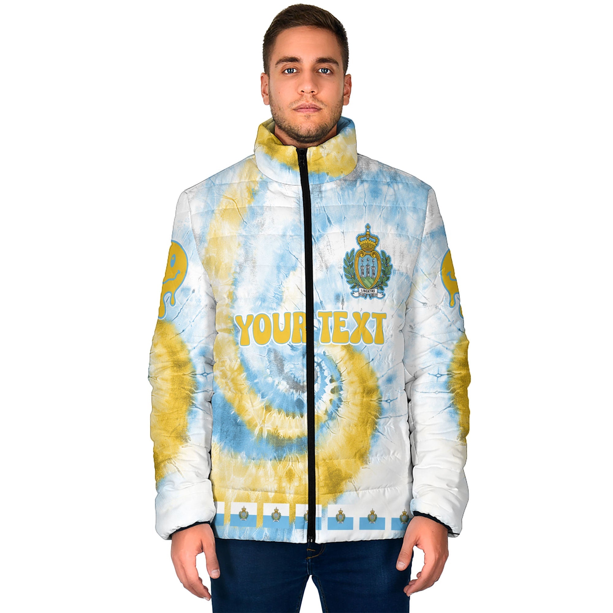 San Marino Men Padded Jacket Custom Tie Dye Style 1