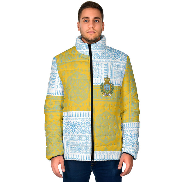 San Marino Men Padded Jacket Flag And Paisley Basic Style 1