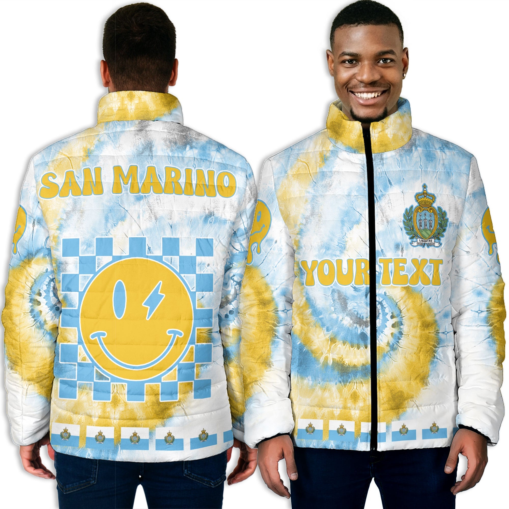 San Marino Men Padded Jacket Custom Tie Dye Style 3