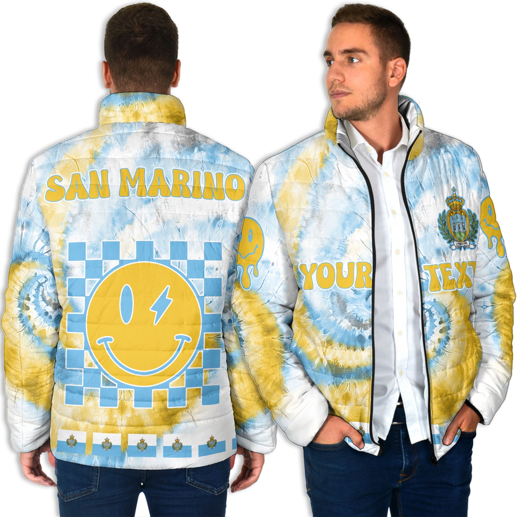 San Marino Men Padded Jacket Custom Tie Dye Style 4