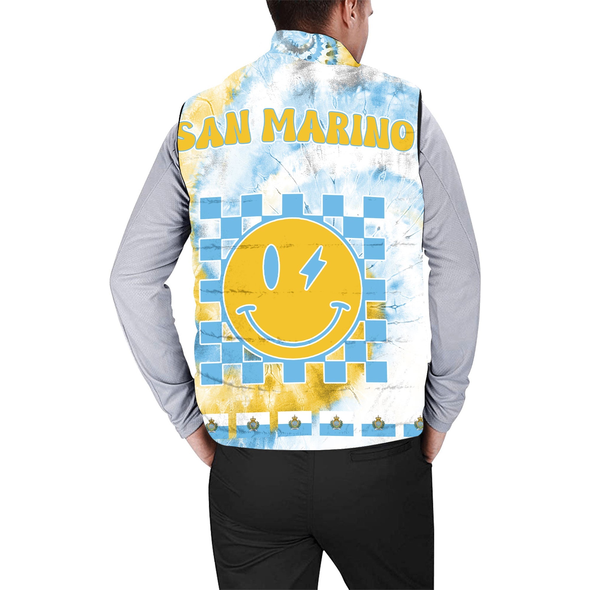 San Marino Men Padded Jacket Vest Custom Tie Dye Style 2