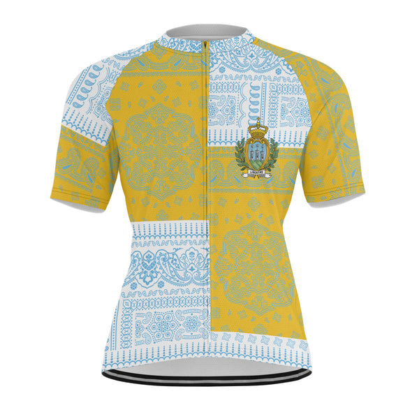 San Marino Men Cycling Jersey Flag And Paisley Basic Style 1