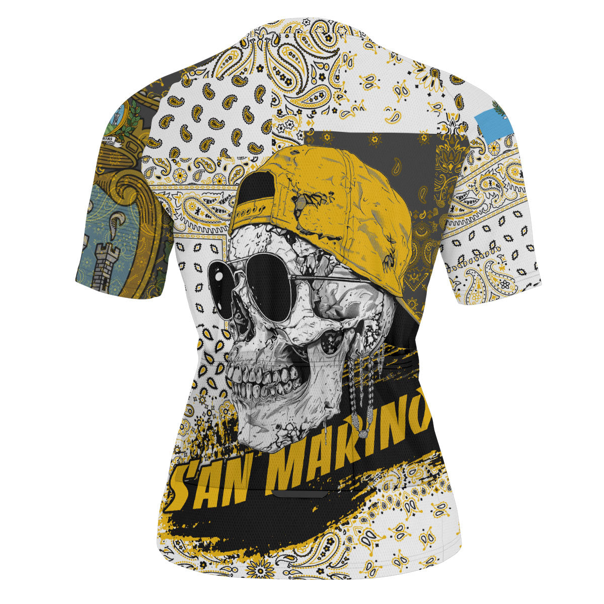 San Marino Men Cycling Jersey Paisley Flag And Skull Style 3