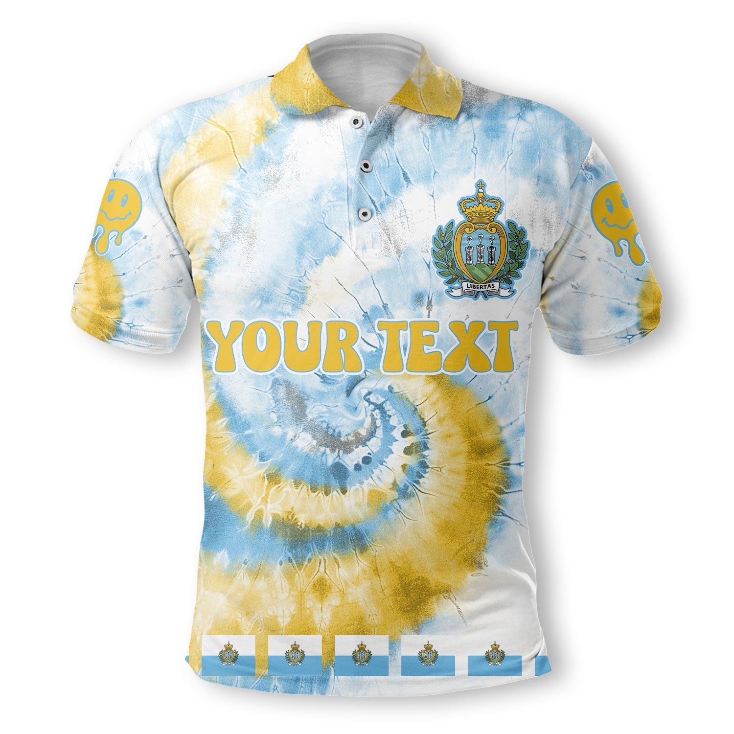 San Marino Polo Shirt Custom Tie Dye Style 2