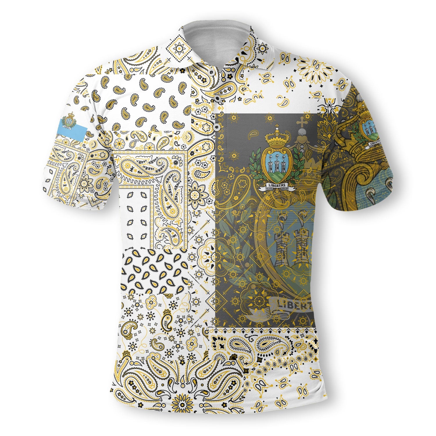 San Marino Polo Shirt Paisley Flag And Skull Style 2