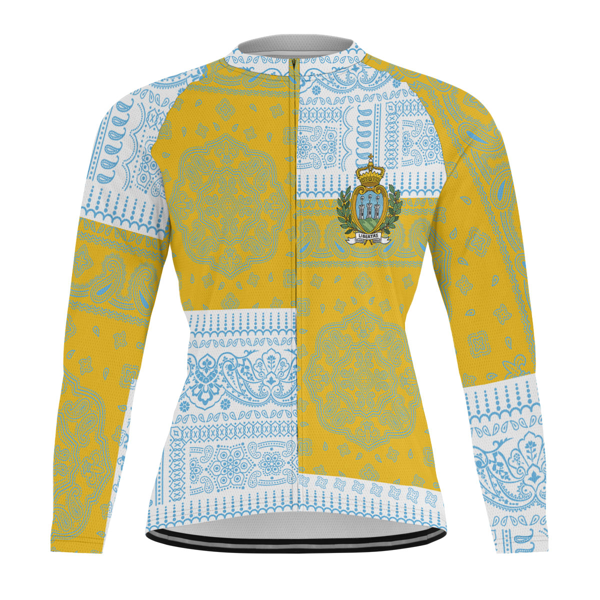 San Marino Raglan Men Cycling Jersey Long Sleeve Flag And Paisley Basic Style 1