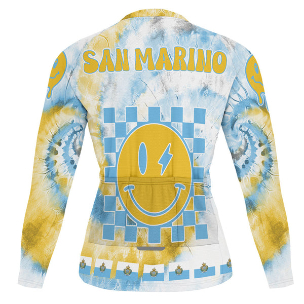 San Marino Raglan Men Cycling Jersey Long Sleeve Custom Tie Dye Style 1