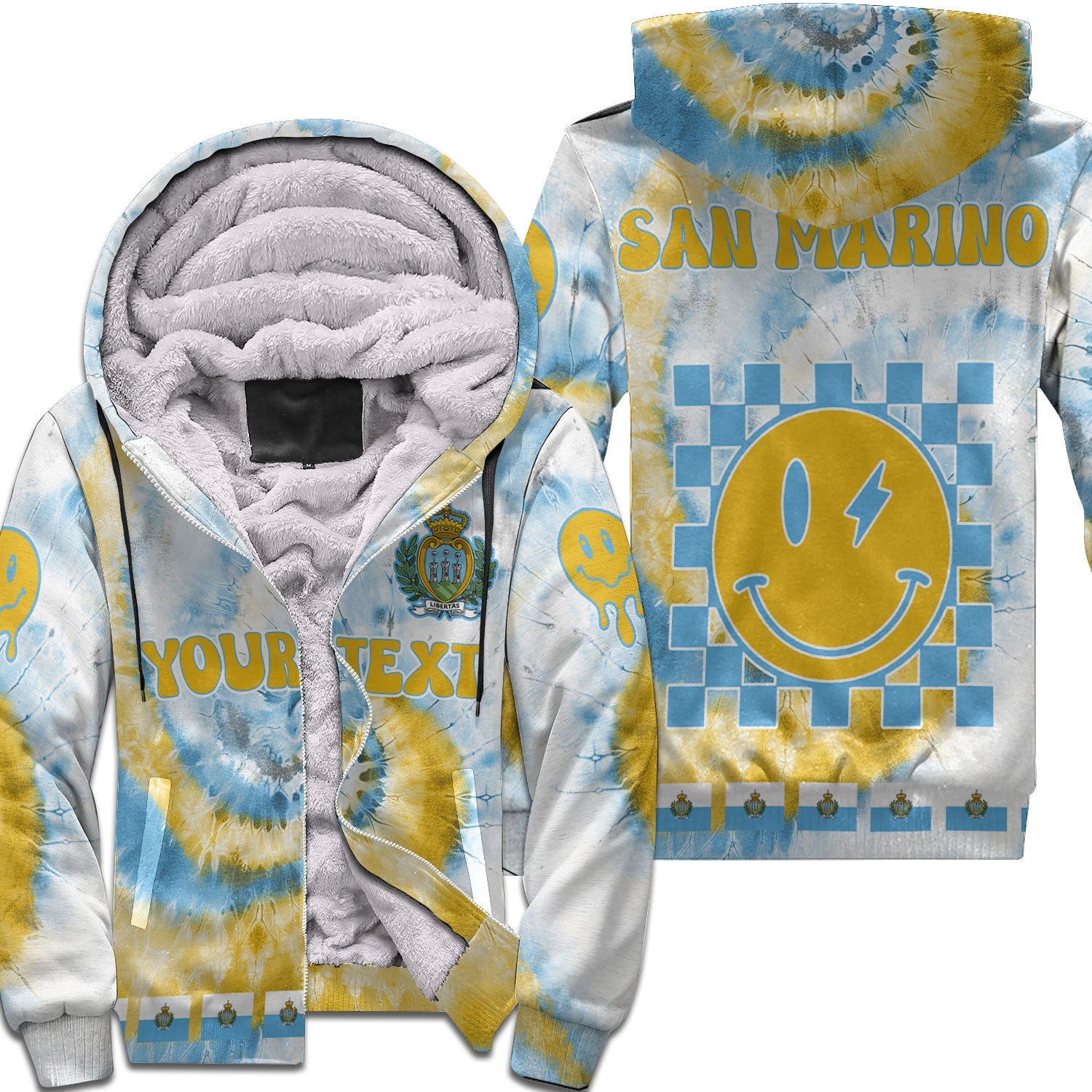 San Marino Sherpa Hoodie Custom Tie Dye Style 1