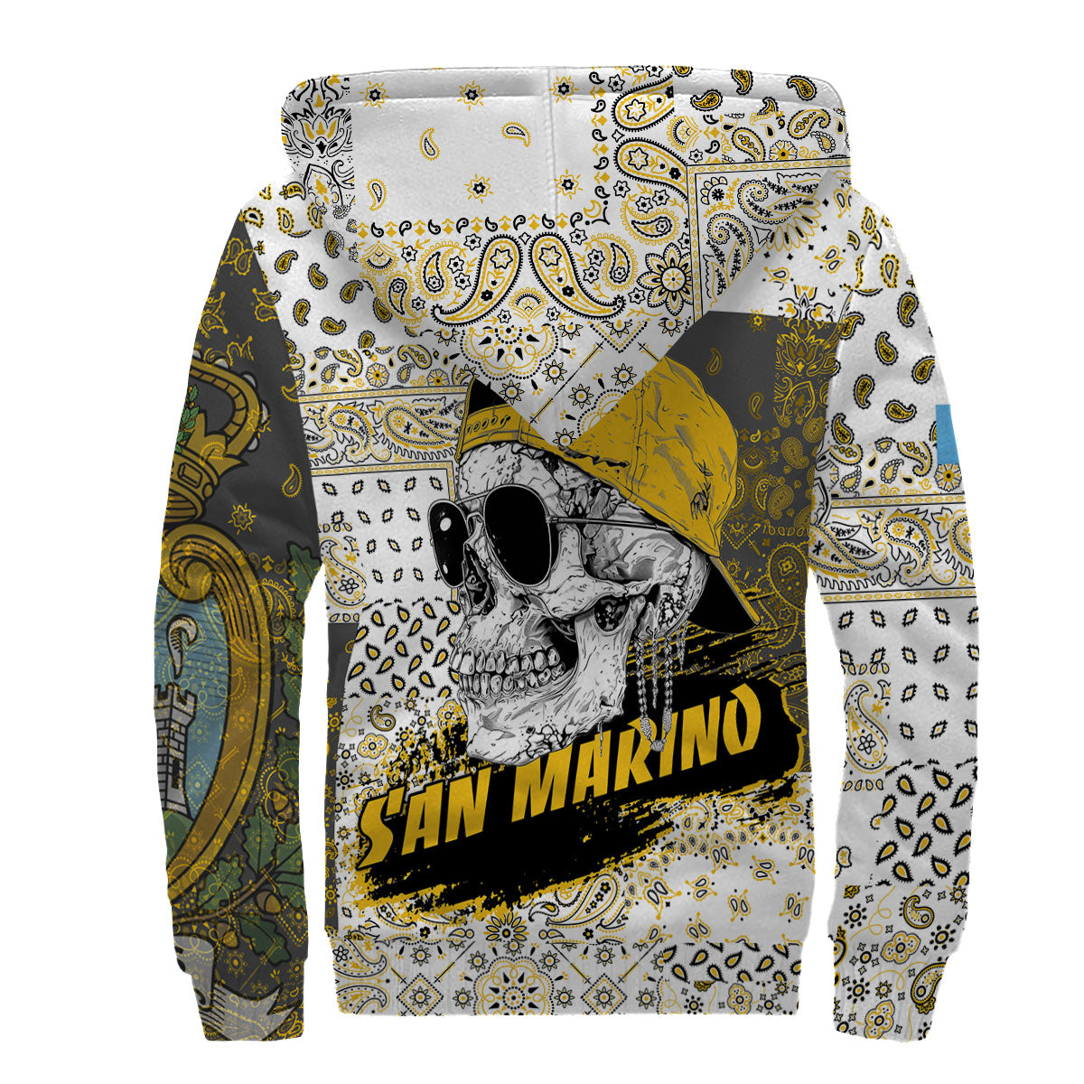 San Marino Sherpa Hoodie Paisley Flag And Skull Style 2