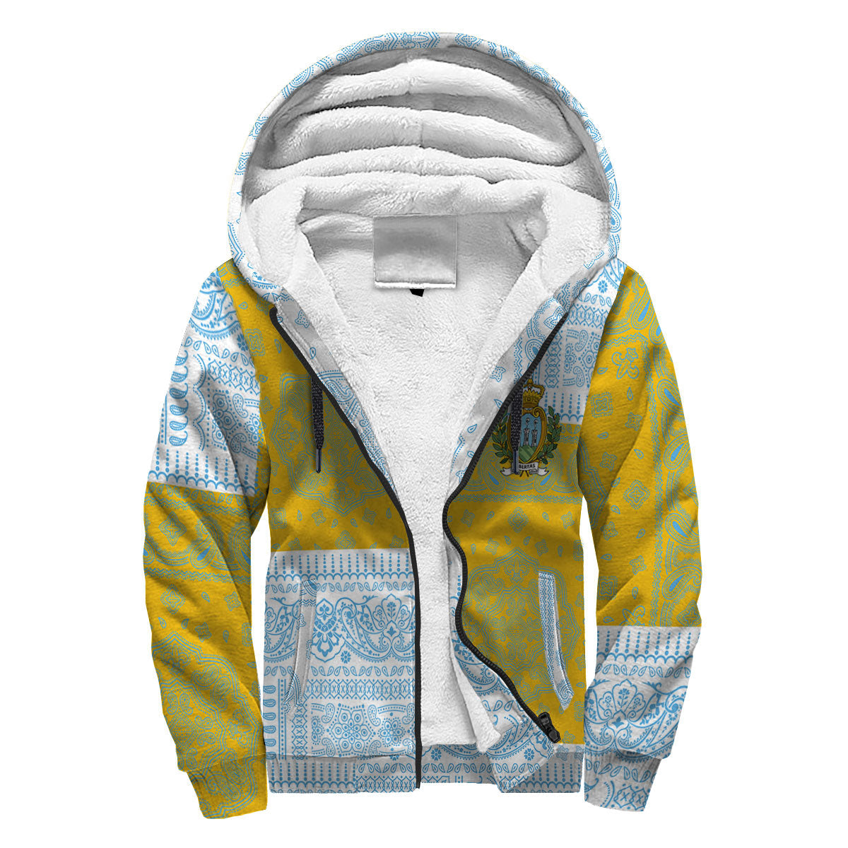 San Marino Sherpa Hoodie Flag And Paisley Basic Style 3