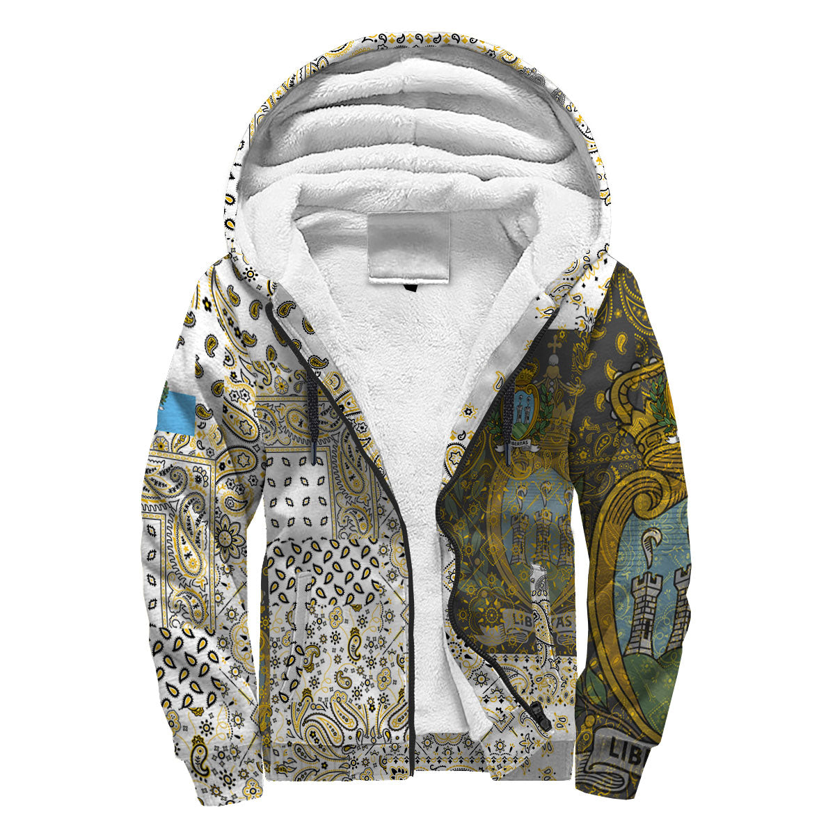 San Marino Sherpa Hoodie Paisley Flag And Skull Style 3